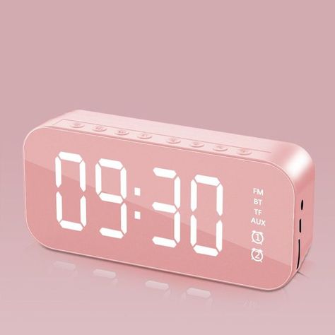 Wifi Mini Alarm Clock Nanny Clock Mirror Subwoofer Bluetooth Speaker Pink White Speakers, Led Alarm Clock, Led Clock, Digital Clocks, Wireless Speakers Bluetooth, Table Clock, Wireless Speakers, Digital Alarm Clock, Music Box