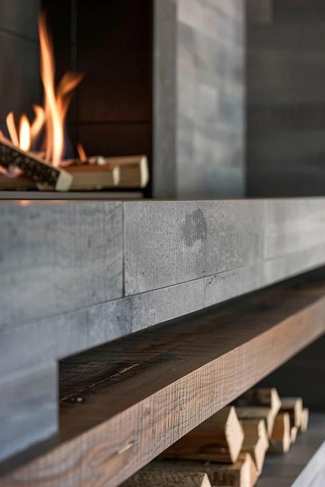 Mid Century Modern Fireplaces: Timeless Elegance 70s Style Fireplace, Mcm Fireplace Mantel, Modern Fireplace And Tv Wall Ideas, Modern Wood Fireplace Surround, Modern Vintage Fireplace, Mid Century Modern Fireplace Ideas, Mid Century Modern Fireplace Makeover, Mid Century Mantle, Mcm Fireplace