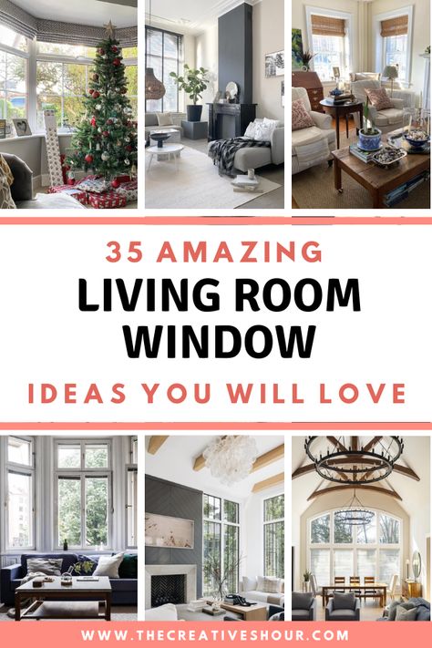 Discover 35 inspiring living room window ideas! Elevate your interiors with natural light, style, and functionality. Living Room Window Treatments Behind Couch, Triple Window Curtain Ideas Living Room, Decorating A Bay Window In Living Room, 3 Window Living Room Ideas, Big Front Window Ideas Living Rooms, Decorating In Front Of A Window, Living Room Tall Windows, Large Picture Window Living Room, Furniture In Front Of Window