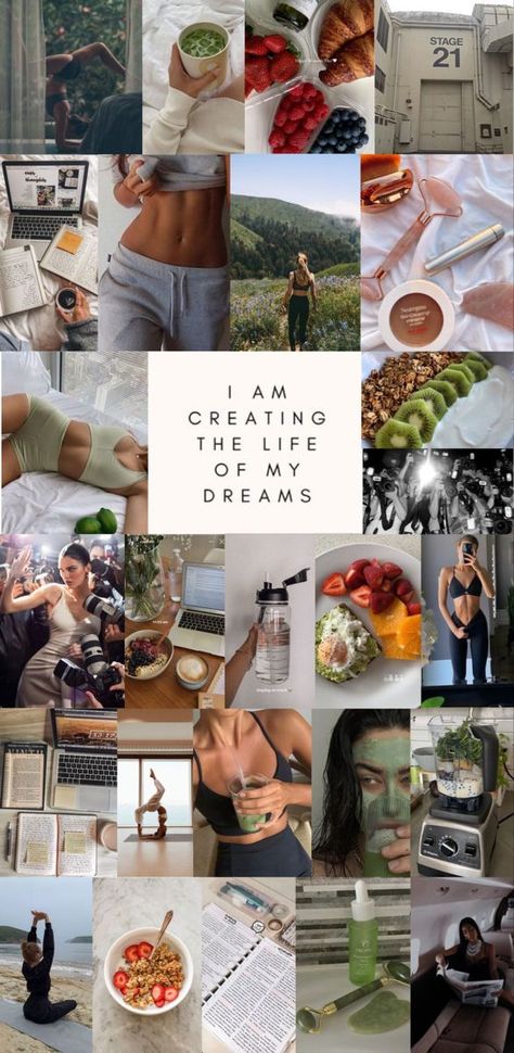 Vision Board Healthy Lifestyle, Wealthy Life, Vision Board Collage, Fitness Vision Board, Vision Board Examples, Healthy Mood, Vision Board Wallpaper, Life Vision Board, Vision Board Manifestation