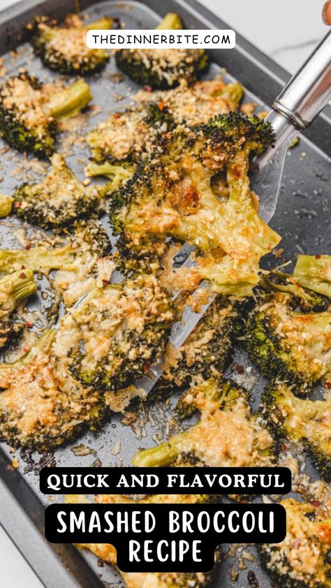 Are you craving a new way to enjoy broccoli? Look no further! We have a delicious, quick, and easy smashed broccoli recipe that will make your taste buds dance. With just a few simple steps, you'll have a scrumptious side dish that will steal the show! Healthy Ways To Cook Broccoli, Smashed Brocolli Recipes, Smashed Broccoli Parmesan Baked, Crispy Parmesan Broccoli, Pan Sauteed Broccoli, Broccoli Smashed Parmesan, Crispy Baked Broccoli, Smashed Roasted Broccoli, Smashed Broccoli Bites