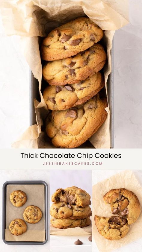 Crisp on the outside, gooey in the middle and packed with milk chocolate chips – these are my best-ever Thick Chocolate Chip Cookies! These chocolate chip cookies are chunky AF – each cookie weighs in at 120g! With a rustic, golden brown exterior these easy cookies are crisp on the outside with gooey lava in the middle and packed with milk chocolate chips. This easy, one-bowl cookie recipe is so simple to make, and you'll have a batch of these thick chocolate chip cookies to enjoy in no time. Thick Chocolate Chip Cookies, Milk Chocolate Chips, Easy Cookies, Cookie Recipe, Milk Chocolate, Golden Brown, Chocolate Chips, Chip Cookies, In The Middle