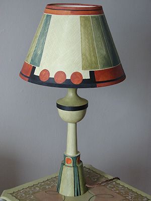 Hand Painted Lamp Shades, Bloomsbury Interiors, Painted Lamp Shades, Omega Workshop, Origami Lamps, Hand Painted Lamp, Painted Lamp, Painting Lamp Shades, Charleston Homes