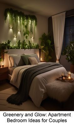 Apartment Bedroom Ideas For Couples, Bedrooms For Couples, Green Bedroom Decor, Green Apartment, Earthy Bedroom, Apartment Decoration, Apartment Bedroom Decor, Apartment Bedroom, Inspire Me Home Decor