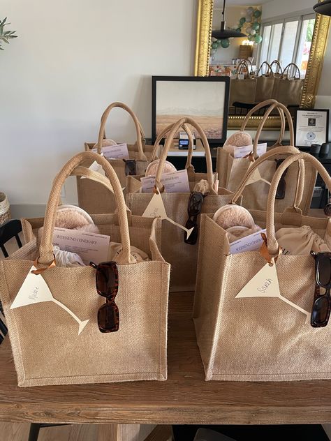 Non Cheesy Bachelorette Party Ideas, Timeless Bachelorette Party, Beach Bag Bachelorette Party Favors, Bridal Party Gift Bags, Miami Bachelorette Gift Bags, Bride Bag For Bachelorette Party, Bridesmaid Bachelorette Gift Bags, Bachelorette Welcome Gifts, Batchloret Gifts Ideas