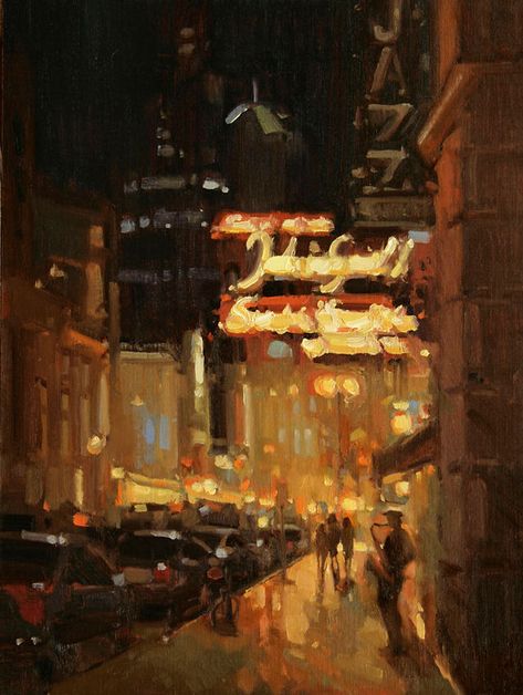 Impressionist Cityscape, Jack Vettriano, King Lear, Jazz Art, Street Painting, Cityscape Painting, Makeover Ideas, Night Art, Romantic Art