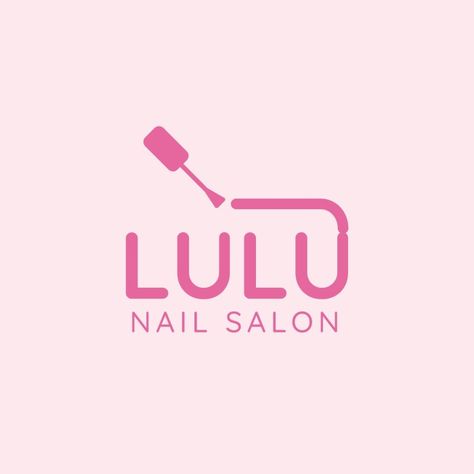 Simple Pastel Lulu Nail Salon Logo Logo Design For Nail Salon, Nail Business Branding, Logo For Nail Salon, Nail Salon Logo Ideas, Nails Logo Design Ideas, Nail Logo Ideas Graphic Design, Nail Artist Logo Design Ideas, Nail Name Logo, Nails Logo Ideas