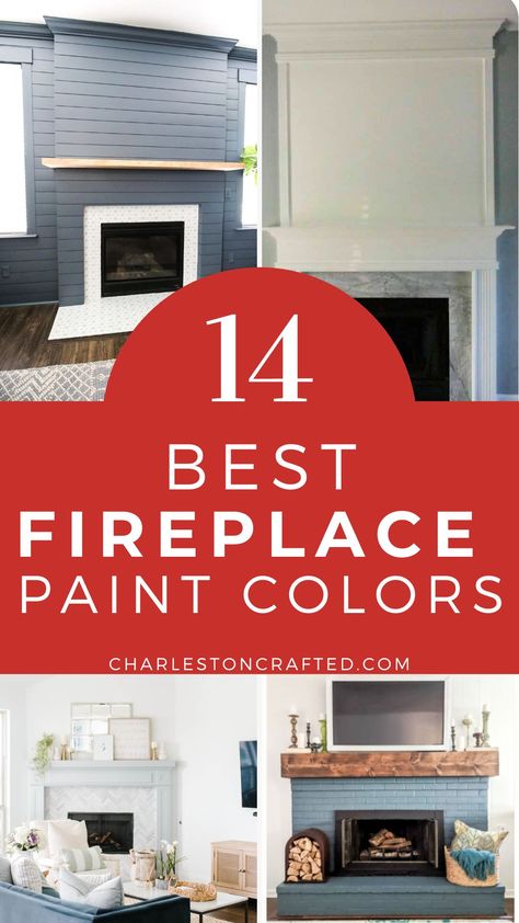 best fireplace paint colors Fireplace Accent Wall Ideas Paint, What Color Should I Paint My Brick Fireplace, Painted Fireplace Before And After, White Paint For Fireplace, White Fireplace Wall Color, Painted Fireplaces Wooden, Fireplace Mantle Paint Colors, Paint Mantle Ideas, Painting A Fireplace Surround