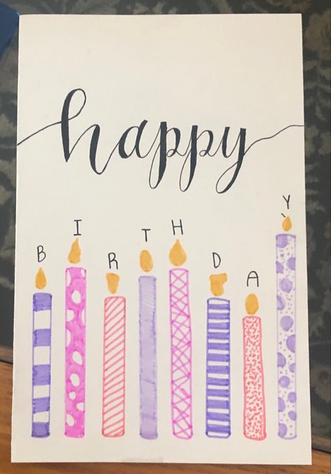 Birthday Card For Best Friend Handmade, Happy Birthday Easy Drawings, Birthays Card Ideas, Things To Draw In A Birthday Card, Easy Bday Card Ideas, Drawing Ideas For Birthday Cards, Cute Happy Birthday Card Ideas, Birthays Card Diy, Easy Drawings For Birthday Cards