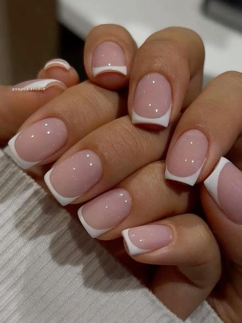 Nagel Tips, Work Nails, Colorful Nails, French Tip Acrylic Nails, White French, Short Acrylic Nails Designs, Stick On Nails, Classy Nails, French Tip Nails