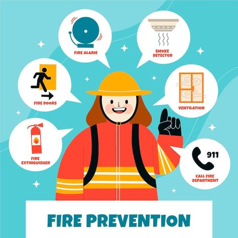 Fire Prevention Month, Work Desk Organization, Fire Protection System, Fire Drawing, Fire Prevention, Fire Hazard, Fire Doors, Fire Fighter, School Posters