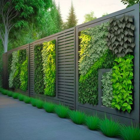 Diy Backyard Fence, Wood Fence Design, Artificial Green Wall, Modern Fence Design, نباتات منزلية, Lawn Design, Living Fence, Building A Fence, Modern Garden Design