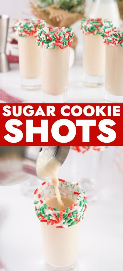 Sugar Cookie Shots - ZEN AND HONEY Sugar Cookie Drink Alcohol, Oatmeal Cookie Shot Recipes, Sugar Cookie Shot Recipe, Food Shots Ideas, Popular Shots At Bars, Shots Recipes Alcoholic, Sweet Shots Recipes, Easy Christmas Shots Recipes, Christmas Shot Recipes