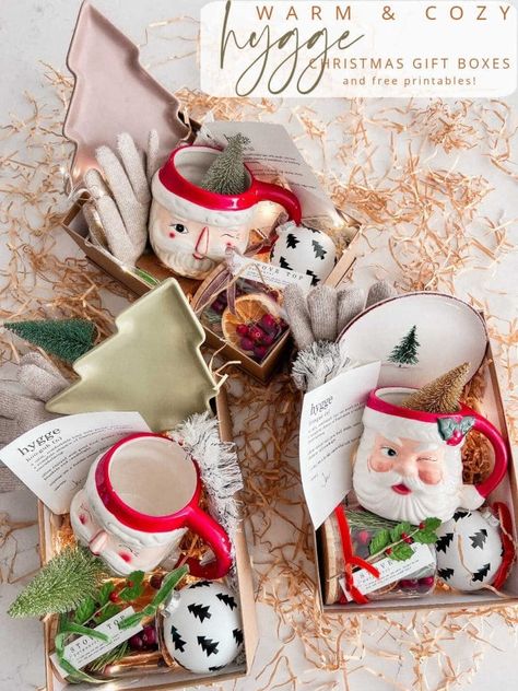 Christmas Kits Gift, Cozy Christmas Gift Box Ideas, Boxed Christmas Gifts, Hobby Lobby Gift Basket Ideas, Hobby Lobby Gift Basket, Diy Hygge Gift, Neighbour Christmas Gifts, Hygge Gift Box Ideas, Boho Gift Basket Ideas