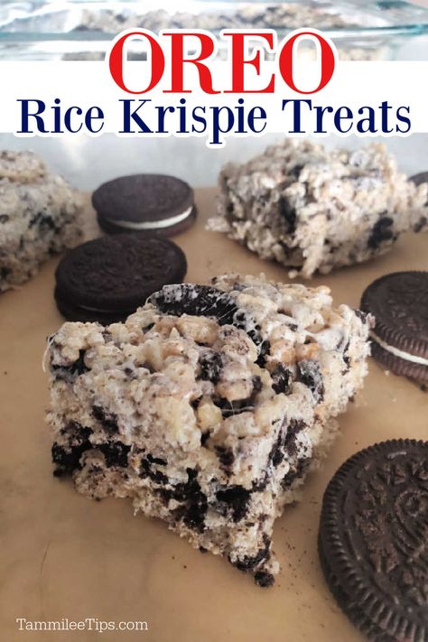 Rice Krispie Donuts Treats, Oreo Cookie Rice Krispie Treats, How To Make The Best Rice Krispie Treats, Rice Krispie Oreo Treats, Rice Krispie Treats Cereal Recipe, Cookies And Cream Rice Crispy Treats, Good Rice Krispie Treats, Ride Krispie Treats Recipe, Rice Crispy Birthday Treats