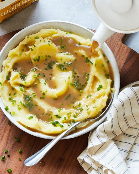 Best Ever Mashed Potatoes with Gravy | PrimalGourmet Gravy Mashed Potatoes, Meals With Mashed Potatoes And Gravy, Mashed Potatoes With Gravy, Best Mashed Potatoes And Gravy, Mashed Potato Gravy, Mashed Potatoes Gravy, Mashed Potatoes And Gravy Recipe, Gourmet Mashed Potatoes Recipe, Mashed Potato And Gravy