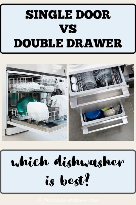 Single door vs double drawer dishwasher - which one is best? Kitchen With 2 Dishwashers, Dishwasher Drawer Built Ins, Double Dishwasher Kitchen, Double Dishwasher, Double Drawer Dishwasher, Ge Cafe, Dishwasher Pods, House To Home, Sewing Room Storage