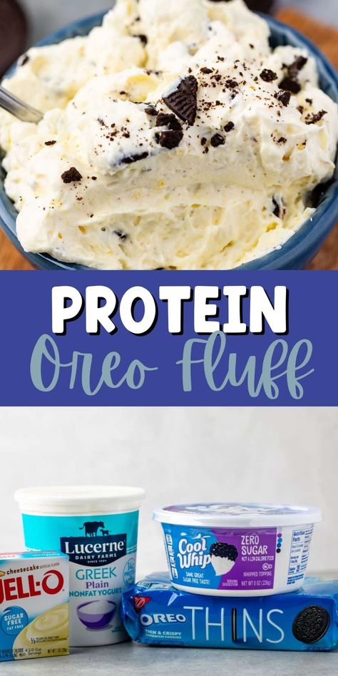 Low Calorie Oreo Fluff, Low Cal Fluff Dessert, Healthy Oreo Fluff, Low Calorie Dessert Dip, Healthy Desserts Cool Whip, Healthy Sweet Options, High Protein Oreo Fluff, Protein Oreo Fluff, Healthy Fluff Desserts