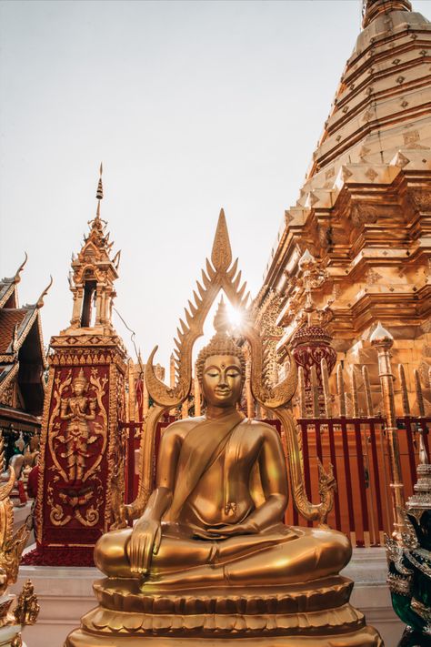 The complete Travel Guide to Chiang Mai, Thailand. Discover the best temples, sights and highlights. Plus: Our personal travel tips. Where to eat and where to stay in Chiang Mai. Temples In Thailand, Chiang Mai Temples, Chiang Mai Aesthetic, Chiang Mai Thailand Aesthetic, Thai Aesthetic, Chang Mai Thailand, Thailand Temples, Thailand Culture, Thailand Chiang Mai