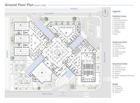 Erth Culture Center (Graduation Project) :: Behance Cultural Centre Architecture Plan, Cultural Centre Design, Student Activity Center Architecture, Cultural Center Plan Architecture, Outdoor Exhibition Design Architecture, Cultural Center Floor Plan, Educational Center Design, Cultural Centre Plan, Architecture Community Center