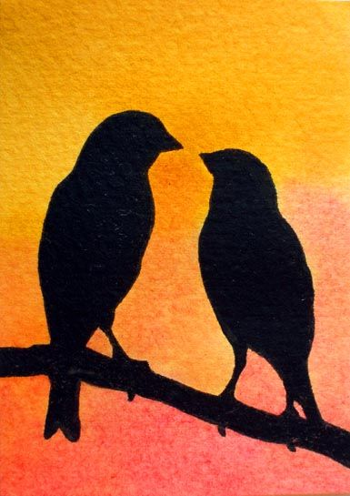 Aceo Art, Animal Silhouette Art, Black Silhouette Art Ideas, Silhouette Art Ideas, Cool Silhouette Art, Bird Silhouette Art, Vogel Silhouette, Shadow Painting, Afrique Art