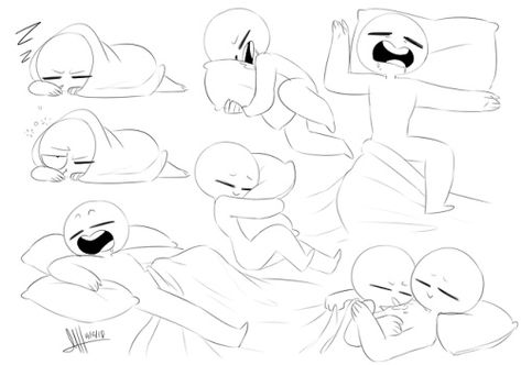 Sleeping Poses, Sleeping Pose, Drawing Bases, 캐릭터 드로잉, Drawing Expressions, Arte Inspo, Chibi Drawings, Dessin Adorable, Art Poses