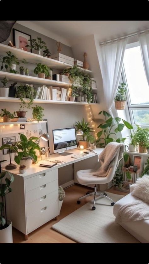 Cozy Home Office, Office Room Decor, Cozy Room Decor, The Desk, Home Office Setup, Room Makeover Bedroom, Gaming Room, Room Makeover Inspiration, Room Inspiration Bedroom