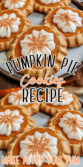 Pumpkin Pie Cookies Recipe Pumpkin Pie Gingersnap Cookies, Crumble Pumpkin Pie Cookies, Soft Pumpkin Cookies With Icing, Pumpkin Cream Pie Cookies, Mini Pumpkin Pie Cookies, Crumbl Pumpkin Pie Cookie Recipe, Pumpkin Christmas Cookies, Pumpkin Roll Cookies, Pie Decorated Cookies