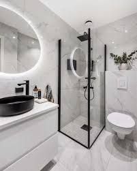 Small Luxury Bathroom, Makeover Kamar Mandi, Bathroom Design Black, Black White Bathrooms, Aesthetic Bathroom, 아파트 인테리어, Design Apartment, Bathroom Inspiration Decor, Design Bathroom