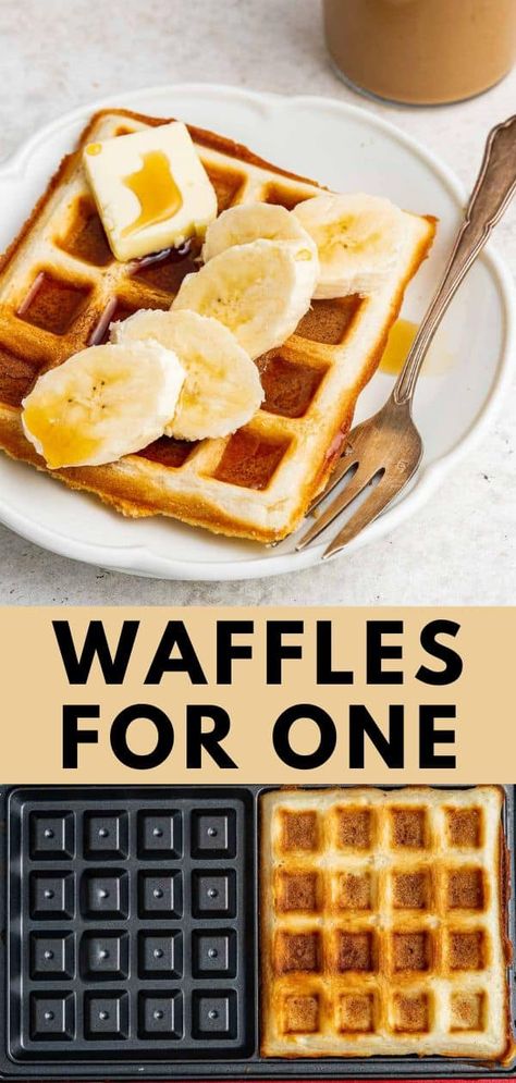 Mini Waffle Recipe For One, Small Waffle Iron Recipes, Waffles For Two Recipe, One Person Waffle Recipe, Single Waffle Recipe Easy, One Serving Waffle Recipe, Waffle Recipe Small Batch, Small Batch Waffles Recipe, Waffles For One Person