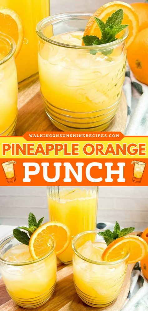 Orange Juice Sprite Punch, Orange Juice Ginger Ale Punch, Pineapple Sprite Punch, Sparkling Orange Juice, Orange Hawaiian Punch Recipes, Orange Pineapple Juice Recipe, Orange Juice Punch Recipes, Orange Non Alcoholic Punch, Orange Colored Punch Recipes