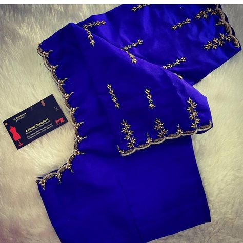 Simple Aari Work Blouse Design, Simple Aari Work Blouse, Simple Aari Work, Aari Work Blouse Design, Blouse Maggam Work, Blue Blouse Designs, Maggam Work Blouse, Latest Blouse Designs Pattern, Wedding Saree Blouse