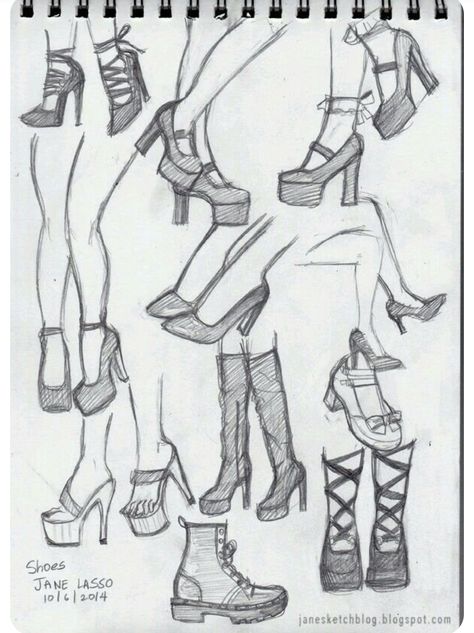 Shoes Reference, Fashion Drawing Sketches, Reference Sheet, Easy Drawings Sketches, Fashion Design Drawings, Hand Art Drawing, Art Tutorial, Book Art Drawings, Art Tutorials Drawing