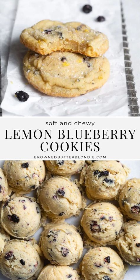 Fresh Blueberry Lemon Recipes, Quick And Easy Blueberry Recipes, Chewy Lemon Blueberry Cookies, Easy Summer Deserts Recipes, Easy Blueberry Lemon Desserts, Buttermilk Pancake Crumbl Cookie, Cookie Mix Ins, Lemon And Blueberry Cookies, Lemon Blueberry Sugar Cookies