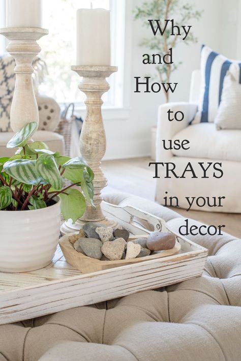 How and Why to make use of TRAYS in your house decor- #Decor #Home #Trays Check more at https://howcandothis.com/homedecoration/how-and-why-to-make-use-of-trays-in-your-house-decor-2/ Decor For Tables Dining Rooms, Table Trays Ideas Living Rooms, Tray Uses Ideas, How To Style A Tray Living Room, Using Trays In Home Decor, Decor Trays Living Room, Dinning Room Table Decor Centerpieces Coastal, Coastal Tray Decor, End Table Tray Decor