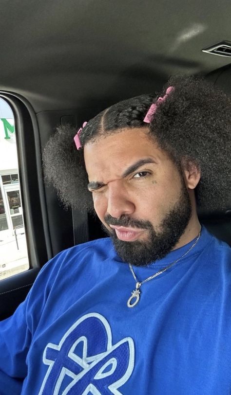 New Hairstyle, Drake, A Man, Hair, Pink, Blue