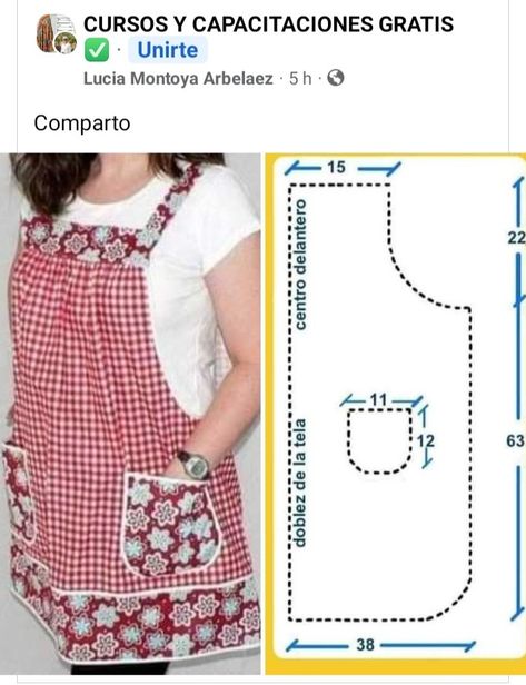 Apron Patterns, Diy Sewing Gifts, Apron Pattern, Sewing Projects Free, Apron Sewing Pattern, Sewing Machine Basics, Sewing Clothes Women, Sewing Tutorials Clothes, Sewing Crafts Tutorials