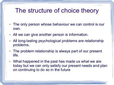 _what is Choice Theory? Dr. William Glasser defines William Glasser, Counselling Theories, Counseling Theories, Reality Therapy, College Plan, Choice Theory, Kindergarten Montessori, Group Theory, Control Theory