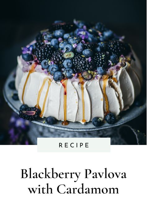 Blackberry Pavlova, Dessert Night, Showstopper Dessert, Rustic Food Photography, Spring Time Desserts, Badge Ideas, Moody Food Photography, Brie Bites, Pavlova Recipe