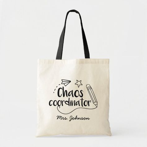 Chaos Coordinator Funny Teacher Tote Bag - Tote Bags Funny Shopping, Paper Rockets, Teacher Tote Bag, Funny Tote Bags, Quirky Quotes, Teacher Bags, Chaos Coordinator, Teacher Tote, Gift Totes