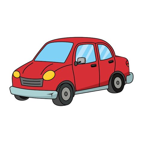 Red Car Drawing, Car Cartoon Drawing, Car Drawing For Kids, Car Cartoon Cute, Car Cartoon Illustration, Cartoon Transportation, Animated Car, Cartoon Vehicles, Car Vector Illustration