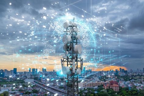 Electromagnetic Spectrum, Cell Tower, Internet Network, Cellular Network, City Background, Digital Transformation, Latin America, Lei, Tower