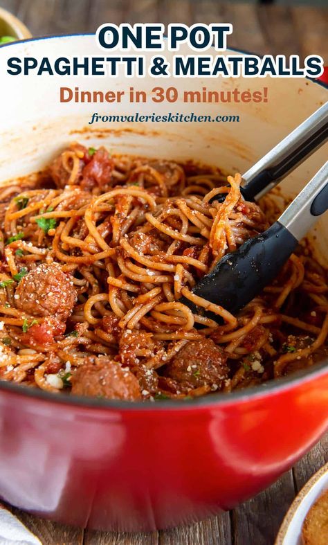 Spaghetti And Frozen Meatballs, Spagetti And Meatball Recipe, Frozen Italian Meatballs, Spaghetti Meatball Recipes, Baked Spaghetti And Meatballs, Frozen Meatball Recipes, Spaghetti Recipes Easy, One Pot Spaghetti, Meatball Dinner