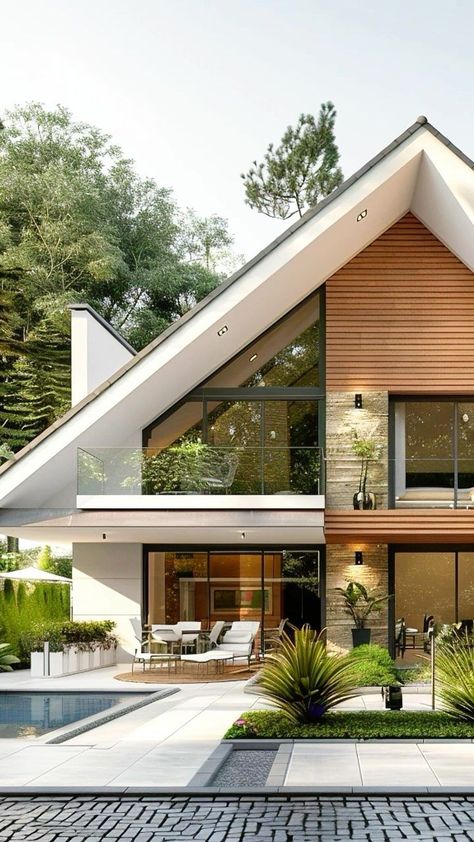 Modern Exterior House Designs, Casa Vintage, Architecture Model House, Beautiful House Plans, A Frame House, Village House Design, Dream House Exterior, House Architecture Design, Modern Exterior