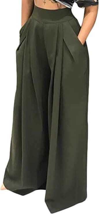 SHINFY Plus Size Wide Leg Pleated Palazzo Pants for Women - Loose Belted High Waist at Amazon Women’s Clothing store Pleated Palazzo Pants, Palazzo Pants Outfit, Plus Size Wide Leg Pants, Womens Palazzo Pants, Wide Leg Pants Outfit, Pants With Belt, Leg Pants Outfit, Wide Leg Palazzo Pants, Loose Trousers