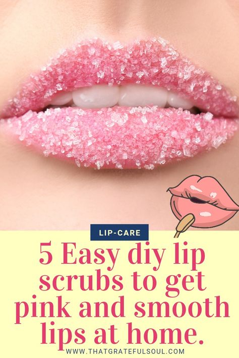 5 Easy diy lip scrubs to get pink and smooth lips at home. Diy Pink Lips Naturally, Pink Lips Diy Homemade, Pink Lip Scrub Diy, How To Get Smooth Lips Natural, How To Get Smooth Pink Lips, Smooth Lips Tips, How To Make Lip Scrub For Pink Lips, How To Make Your Lips Smooth, How To Get Pink Lips At Home