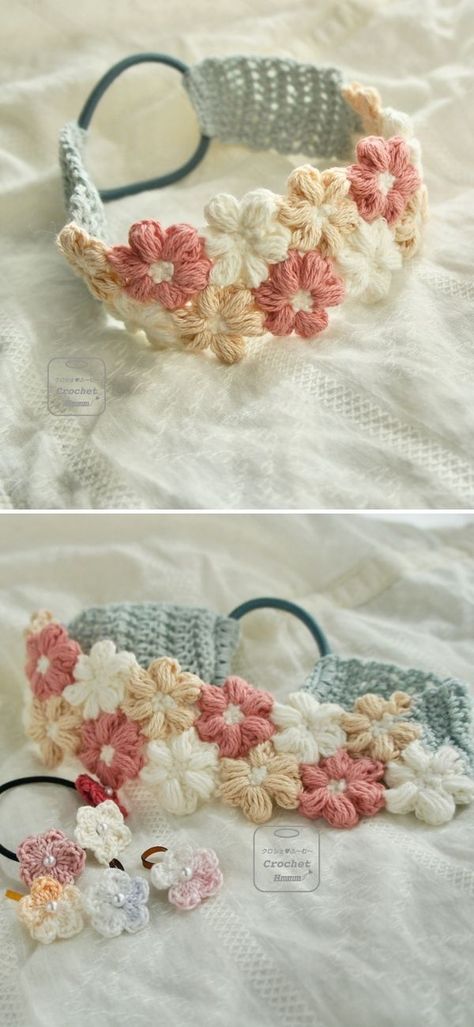 Crochet Pattern Baby Headband, Crochet Rose Headband, Best Crochet Stitches For Chunky Yarn, Crochet Ideas For Spring, Crochet Projects Headband, Crochet For Summer Ideas, Crochet Headband Summer, New Handmade Ideas, Summer Baby Crochet Patterns