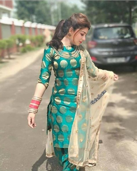 Custom made party wear Indian Outfits Inquiries➡️  nivetasfashion@gmail.com  whatsapp +917696747289  Direct from INDIA Nivetas Design Studio We ship worldwide    At very reasonable Prices  lehengas - punjabi suit - saree- bridal lehengas - salwar suit - patiala suit - wedding lehengas  #sarees  #Sari #blouse #sareeblouse #couture #Handembroideredsaree #custommade #Weddingsaree #receptionLehenga Punjabi Dress Design, Patiala Suit Designs, Patiala Salwar Suits, Punjabi Fashion, Punjabi Outfits, Indian Designer Suits, Salwar Designs, Punjabi Dress, Salwar Kamiz