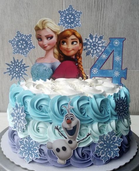 Frozen Front Door Decor, Frozen Cake With Topper, Frozen Birthday Cake And Cupcakes, Elsa 3rd Birthday Cake, Frozen Princess Birthday Cake, Frozen 2nd Birthday Cake, Simple Elsa Cake, Elsa Birthday Party Cake, Elsa Themed Cake