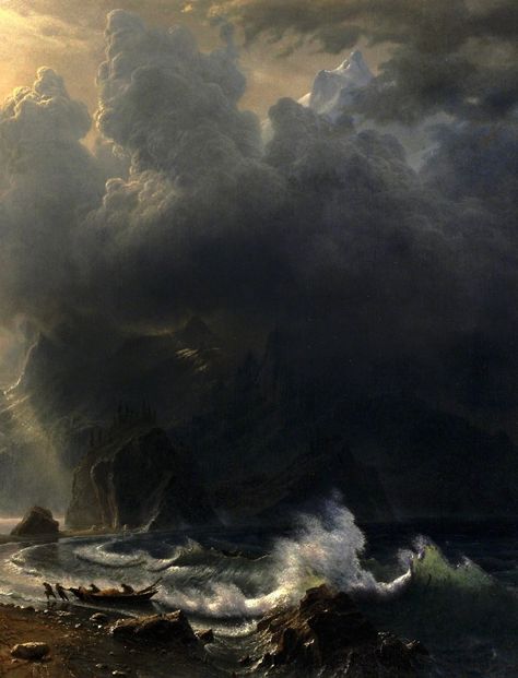 Albert Bierstadt Paintings, Conservation Art, Academia Aesthetics, Albert Bierstadt, Hudson River School, Dark Art Illustrations, Puget Sound, Classical Art, Pacific Coast